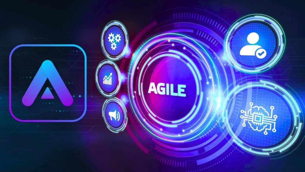 Agile transformation services concept with digital agile cycle illustration
